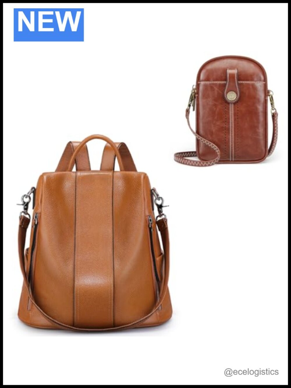 Genuine Leather Backpack Purse with RFID Blocking Crossbody Bag